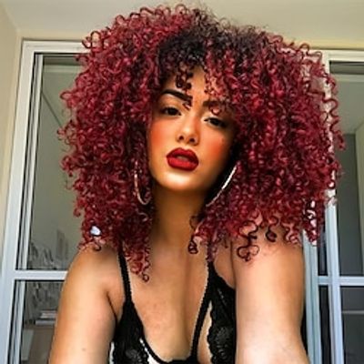 Heat Resistant Synthetic Afro Kinky Curly Hair Wig with Bangs for Women - Natural Looking Hair Replacement for Stylish and Confident Look Lightinthebox