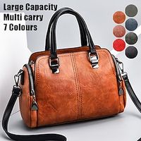 Women's Handbag Crossbody Bag Shoulder Bag Boston Bag PU Leather Outdoor Daily Holiday Zipper Large Capacity Waterproof Durable Solid Color grey blue Denim Blue Rubber powder miniinthebox - thumbnail