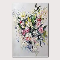 Oil Painting Hand Painted Vertical Floral  Botanical Pop Art Modern Stretched Canvas Lightinthebox - thumbnail