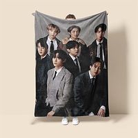 BTS Pattern Soft Throws Blanket,Novelty Flannel Throw Blankets Warm Printed All Seasons Gifts Home Decor Big Blanket Lightinthebox - thumbnail