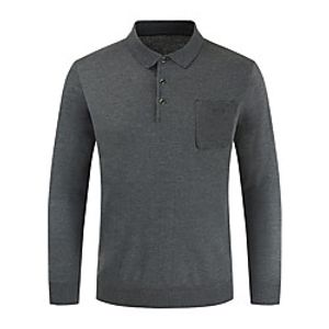 Men's Golf Shirt Solid Color Button-Down Long Sleeve Street Tops Business Simple Sportswear Casual Blue Wine Light gray Lightinthebox