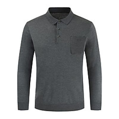 Men's Golf Shirt Solid Color Button-Down Long Sleeve Street Tops Business Simple Sportswear Casual Blue Wine Light gray Lightinthebox