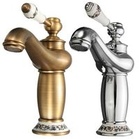 Contemporary Concise Bathroom Faucet Antique Brass Single Handle Water Taps