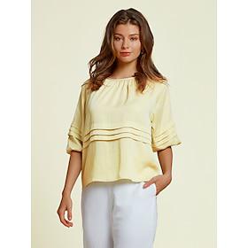 Lyocell Basic Pleats Scoop Neck Blouse