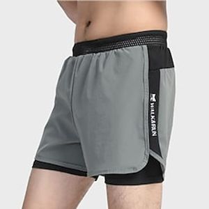 Men's Running Shorts Sweatshorts Drawstring 2 in 1 Bottoms Athletic Breathable Quick Dry Moisture Wicking Fitness Gym Workout Running Sportswear Activewear Color Block Black Grey Lightinthebox