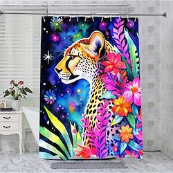 Animal With Floral Bathroom Deco Shower Curtain with Hooks Bathroom Decor Waterproof Fabric Shower Curtain Set with12 Pack Plastic Hooks Lightinthebox