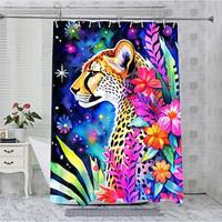 Animal With Floral Bathroom Deco Shower Curtain with Hooks Bathroom Decor Waterproof Fabric Shower Curtain Set with12 Pack Plastic Hooks Lightinthebox