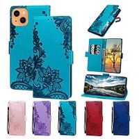 Phone Case For Apple Wallet Card iPhone 13 Pro Max 12 Mini 11 X XR XS Max 8 7 Shockproof with Wrist Strap Card Holder Slots Solid Colored Flower PU Leather miniinthebox - thumbnail