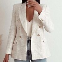 Women's Blazer Casual Jacket Lightweight Comfortable Formal Office  Career Street Weekend Button Pocket Double Breasted Turndown Fashion Professional OL Style Formal Solid Color Regular Fit Outerwear Lightinthebox - thumbnail
