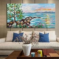 Mintura Handmade Abstract Oil Paintings On Canvas Wall Art Decoration Modern Tree Landscape Picture For Home Decor Rolled Frameless Unstretched Painting Lightinthebox