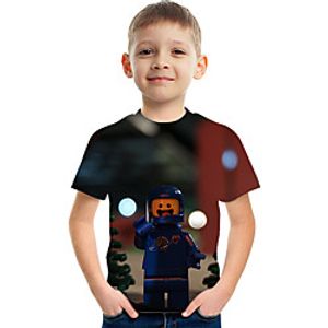 Kids Boys' T shirt Tee Short Sleeve Graphic Children Tops Active Black 3-12 Years Lightinthebox