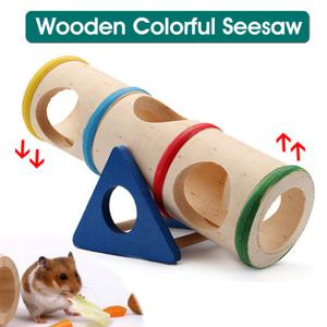 Wooden Seesaw Pet Cage House Hide Colorful Play Toy