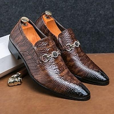 Men's Loafers  Slip-Ons Dress Shoes Crocodile Pattern Reptile Shoes Business British Wedding Party  Evening PU Loafer Black Brown Spring Fall Lightinthebox