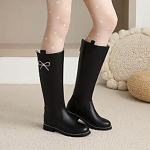 Girls' Boots Boots School Shoes PU Cute Casual  Daily Fashion Boots Big Kids(7years ) Daily Bowknot Sparkling Glitter Pink White Black Fall Winter  Mid-Calf Boots Lightinthebox