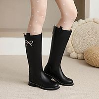 Girls' Boots Boots School Shoes PU Cute Casual  Daily Fashion Boots Big Kids(7years ) Daily Bowknot Sparkling Glitter Pink White Black Fall Winter  Mid-Calf Boots Lightinthebox - thumbnail