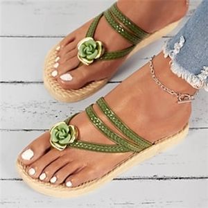 Women's Flip-Flops Outdoor Slippers Beach Slippers Outdoor Beach Flat Heel Casual Minimalism PVC Loafer Solid Color Black Green Beige Lightinthebox