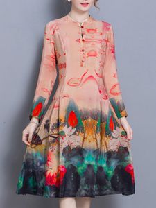 Printed Stand Collar Vintage Dresses