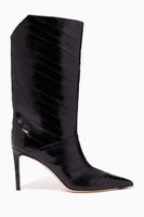 Beren 85 Knee-High Boots in Striped Eel Leather - thumbnail