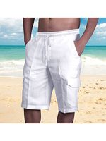 Men's Linen Double Pocket Tethered Beach Cargo Shorts - thumbnail