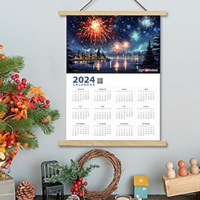 2024 Calendar Posters with Hangers Wall Art Canvas Prints and Poster for Home Decor New Gift  Christmas Gift 40x50cm (16''x20'') miniinthebox