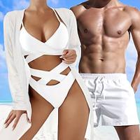 Matching Swimsuit for Couples Couple's Bikini Cover Up Swim Trunks Swim Shorts Board Shorts 2 PCS Vacation Hawaiian Vacation Beach Spring Summer Quick Dry Lightinthebox