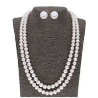 Sri Jagdamba Pearls 2 Line Round White Pearl Set - JPJUN-20-251
