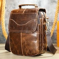 1pc Men's Fashion Messenger Top Layer Cowhide Business Single Shoulder Bag Large Capacity Multi-functional Fashionable Shoulder Bag Lightinthebox - thumbnail