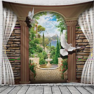 Window Landscape Wall Tapestry Art Decor Blanket Curtain Picnic Tablecloth Hanging Home Bedroom Living Room Dorm Decoration Polyester Garden Fountain Animal miniinthebox