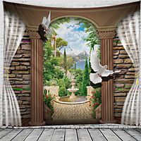 Window Landscape Wall Tapestry Art Decor Blanket Curtain Picnic Tablecloth Hanging Home Bedroom Living Room Dorm Decoration Polyester Garden Fountain Animal miniinthebox - thumbnail