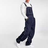 Men's Jeans Trousers Overalls Denim Pants Suspender Pants Pocket Straight Leg Plain Comfort Breathable Outdoor Daily Going out Fashion Casual Dark Blue Lightinthebox - thumbnail