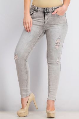 Womens Five Pocket Jeans  Washed Grey
