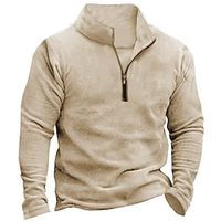 Men's Sweatshirt Quarter Zip Sweatshirt Khaki Half Zip Plain Sports  Outdoor Daily Holiday Streetwear Casual Thin fleece Fall  Winter Clothing Apparel Hoodies Sweatshirts  miniinthebox
