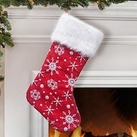 Red White Snow Pattern 21 Inches Christmas Stocking Double Layers Gift Holders Xmas Holiday Party Mantel Decoration miniinthebox - thumbnail