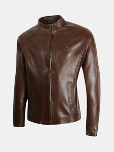 Stand Collar Faux Leather Jacket