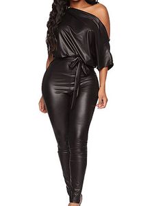New strapless strapless sexy tight leather jumpsuit