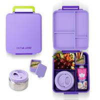 Eazy Kids Jumbo Bento Lunch Box With Thermos & Dip Jar- Purple