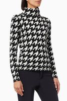 Houndstooth Turtleneck Sweater in Merino Wool Knit