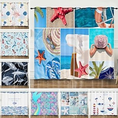 2 Panels Blackout Curtain Drapes Summer Beach Thermal Insulated Curtains for Bedroom Living Room Modern Grommet Window Lightinthebox