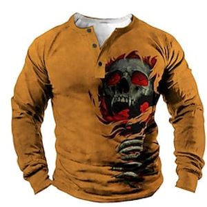 Men's Sweatshirt Pullover Orange Skull Graphic Prints Print Casual Daily Sports 3D Print Basic Streetwear Designer Spring   Fall Clothing Apparel Hoodies Sweatshirts  Long Sleeve Lightinthebox