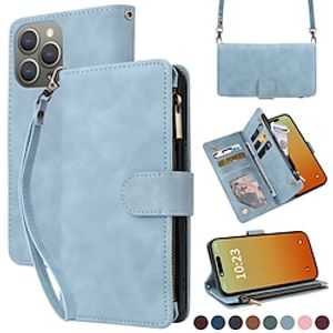 Phone Case For iPhone 15 Pro Max Plus iPhone 15 Wallet Case Magnetic with Lanyard with Wrist Strap Retro TPU PU Leather miniinthebox