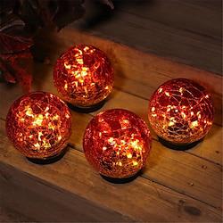 Solar Red Glass Ball Lawn Lamp with Cracks Ground Inserted Lamp Garden Courtyard Decoration Buried Lamp Wedding Festival Party Decoration Lamp 1pc Lightinthebox