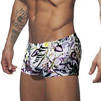 Men's Swimwear Beach Bottom Bottoms Swimsuit Lace up Print Floral Tropical White Bathing Suits Sporty miniinthebox - thumbnail