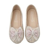 Girls' Flats Flat Comfort Flower Girl Shoes Princess Shoes Lace Mesh Dress Shoes Toddler(9m-4ys) Little Kids(4-7ys) Wedding Party Party  Evening Bowknot Pearl Pink Champagne White Fall Spring miniinthebox - thumbnail