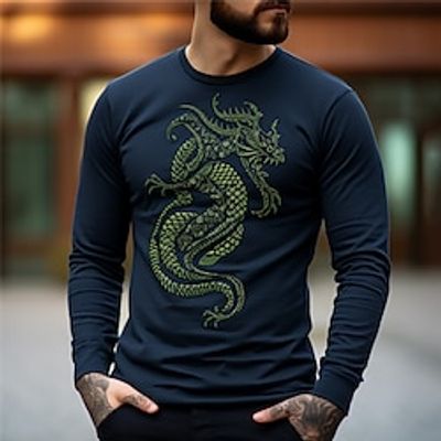 Graphic Animal Dragon Designer Casual Vintage Retro Men's 3D Print T shirt Tee Sports Outdoor Holiday Going out T shirt Navy Blue Long Sleeve Crew Neck Shirt Spring Fall Clothing Apparel S M L XL Lightinthebox Graphic Animal Dragon Designer Casual Vintage Retro Men's 3D Print T shirt Tee Sports Outdoor Holiday Going out T shirt Navy Blue Long Sleeve Crew Neck Shirt Spring Fall Clothing Apparel S M L XL Lightinthebox