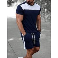 Men's T-shirt Suits Tracksuit Tennis Shirt Shorts and T Shirt Set Color Block Crew Neck Daily Wear Vacation Short Sleeves 2 Piece Clothing Apparel Gymnatics Casual Lightinthebox