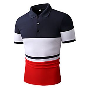 Men's Golf Shirt Tennis Shirt Other Prints Color Block Short Sleeve Casual Tops Cotton Red-Navy miniinthebox