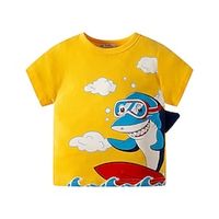Kids Toddler Boys T shirt Short Sleeve 3D Print Shark Crewneck Blue Yellow Children Tops Spring Summer Active Daily Daily Slim 2-9 Years Lightinthebox - thumbnail