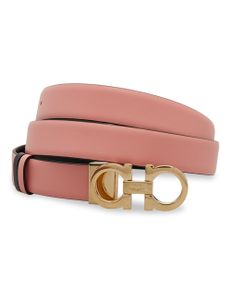 Reversible Gancini Belt - Rose / Black