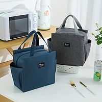 Bento Bag, Picnic Bag, Lunch Bag, Cooler Bag, Oxford Cloth Portable Double-Pocket Insulated Lunch Bag, Aluminum Foil Thickened Waterproof Insulated Lunch Bag, Camping Picnic Lightinthebox - thumbnail