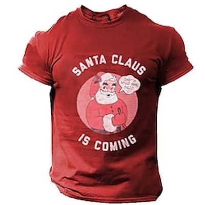 Santa Claus Merry Christmas Black White Red T shirt Tee Men's Graphic Cotton Blend Shirt Sports Classic Shirt Short Sleeve Comfortable Tee Sports Outdoor Holiday Summer Fashion Designer Clothing S M Lightinthebox